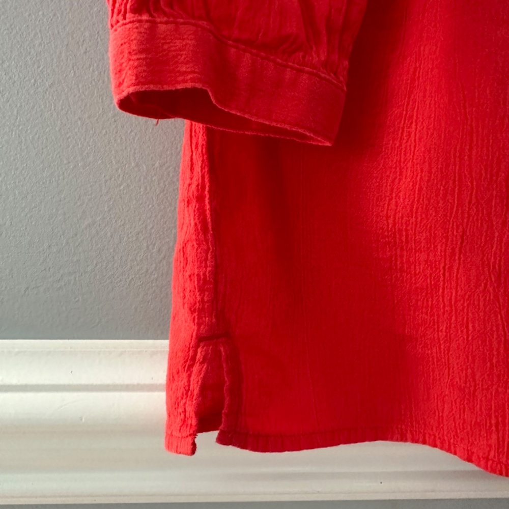 L.L.Bean Camp Blouse Tunic in Red Poppy Color Size Small - Picture 4 of 7